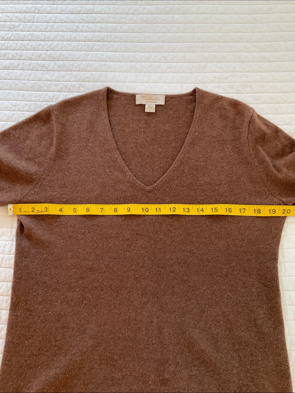 100% Cashmere MAINBOCHER V-Neck Sweater Size L Brown - Picture 3 of 7